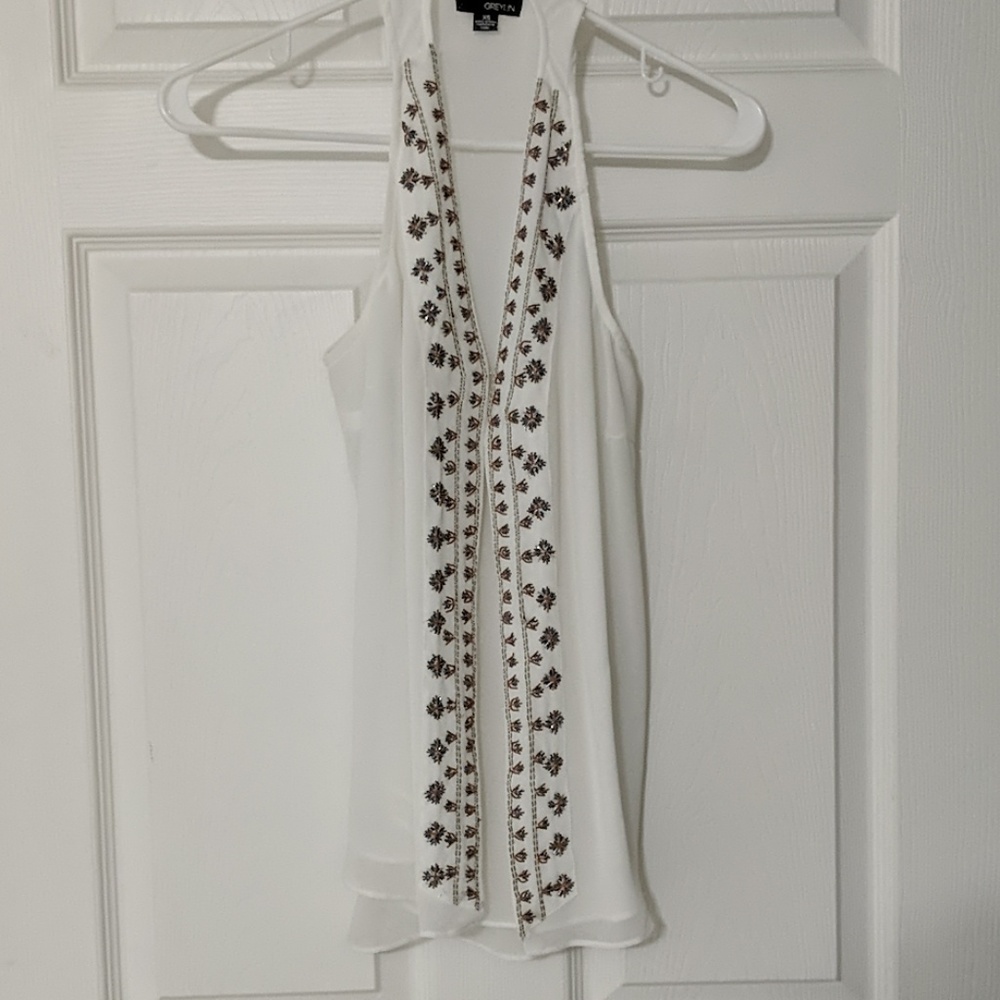 Greylin white beaded tank